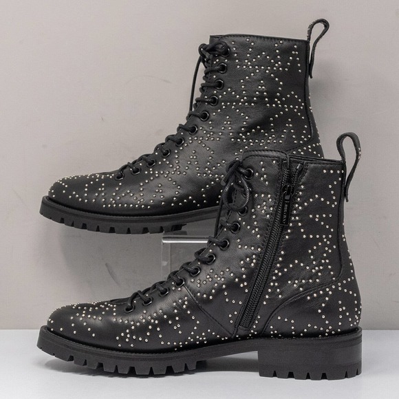 Jimmy Choo Cruz Flat Star Studded Black Leather Boot Size 38 EU (8 US) - Picture 3 of 8